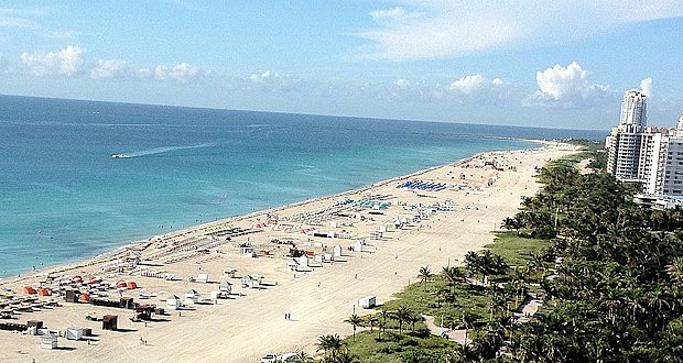 Long stetches of sandy white beach in South Beach, #palmtree #beach, FLTravelLife.com